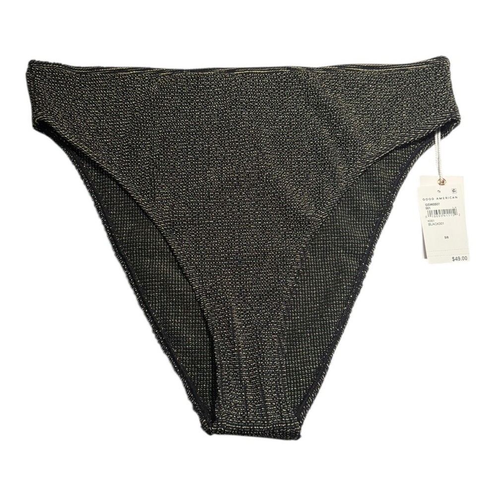 Good‎ American Always Fits Sculpt Bikini Bottoms Black001 Metallic 5/6 XL/XXL - Picture 2 of 6